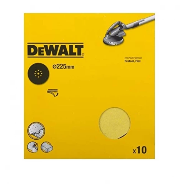 Шлифлисты DEWALT DT3179, 9 отверстий, 225 мм, 120G, 10 шт