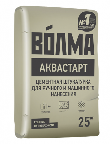 Штукатурка цементная Волма Аквастарт легкая, 25 кг
