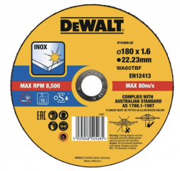Диск отрезной Dewalt DT43908, по металлу, 180х22.23х1.6 мм (DT43908-QZ)