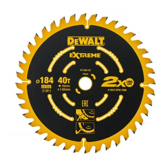 Диск пильный по дереву DEWALT DT1668, 184х16 мм