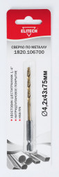 Сверло по металлу (4.2х43х75 мм; HSS-TIN; HEX1/4) ELITECH 1820.106700