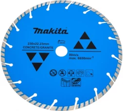 Диск алмазный сегментированный Турбо по бетону/граниту &amp;quot;Эконом&amp;quot; 230x22.23x7 мм Makita D-44345