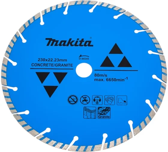 Диск алмазный сегментированный Турбо по бетону/граниту &amp;quot;Эконом&amp;quot; 230x22.23x7 мм Makita D-44345