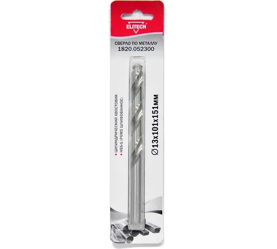 Сверло по металлу HSS-G (13х101х151 мм; Р6М5) Elitech 1820.052300
