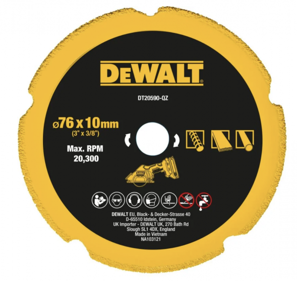 Отрезной диск алмазный Dewalt по мультиматериалу, 76x10 мм, DT20590 (DT20590-QZ)