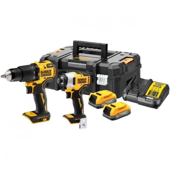  Набор аккумуляторный DEWALT DCK2062E2T, 18 В: дрель-шуруповерт DCD709 + шуруповерт DCF809, с 2 АКБ 1.7 Ач и ЗУ, в кейсе TSTAK