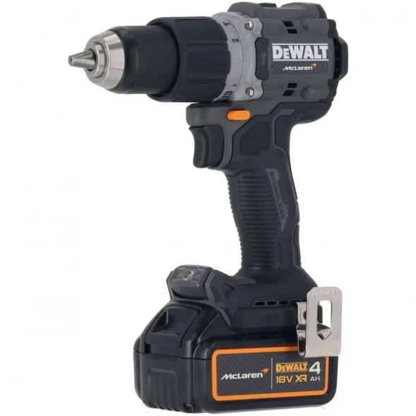 Ударная дрель-шуруповерт DEWALT McLaren Limited Edition DCD85MM2T, 18 В, 2000 об/мин, с 2 АКБ 4 Ач и ЗУ, в кейсе TSTAK (DCD85MM2T-QW)
