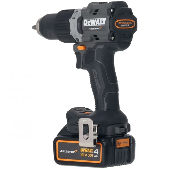 Ударная дрель-шуруповерт DEWALT McLaren Limited Edition DCD85MM2T, 18 В, 2000 об/мин, с 2 АКБ 4 Ач и ЗУ, в кейсе TSTAK (DCD85MM2T-QW)