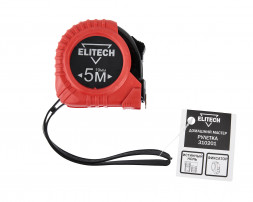 Рулетка Elitech ДМ 310201, 5 м, 19 мм, обрезиненный корпус 