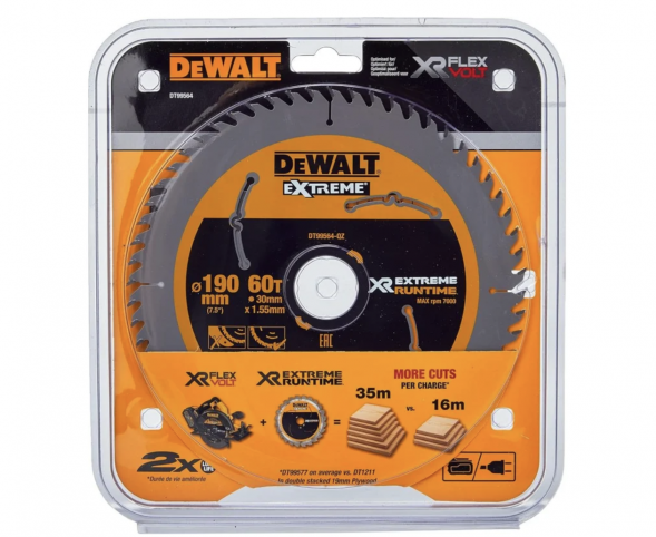 Пильный диск DEWALT DT99564 EXTREME RUNTIME, 190x30 мм, 60Z (DT99564-QZ)
