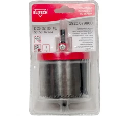 Набор пил кольцевых по дереву (7 шт; 26-62 мм; 42 мм) Elitech 1820.079800