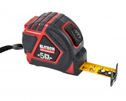 Рулетка Elitech 310401 5 м, 19 мм, магнитный двусторонний зацеп, двусторонняя шкала, автостоп 