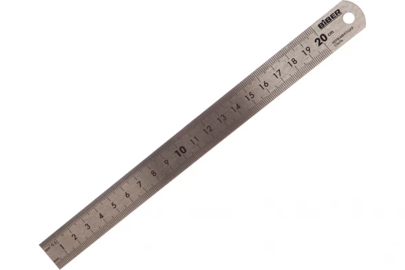 Линейка Biber 40161 200 мм нержавеющая сталь, двухсторонняя шкала