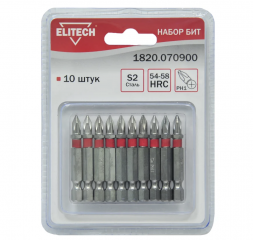Набор бит PH1 50 мм, 10 шт Elitech 1820.070900