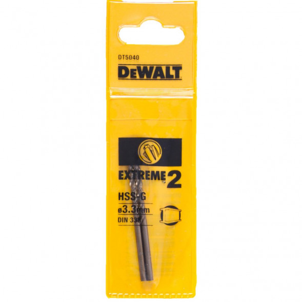 Сверло по металлу DEWALT EXTREME 2 DT5040, HSS-G, 3.3x65x36 мм, 2 шт. (DT5040-QZ)