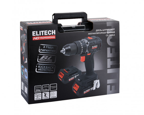 Дрель аккумуляторная Elitech HD CD 20ISL2 (E2201.041.01) 