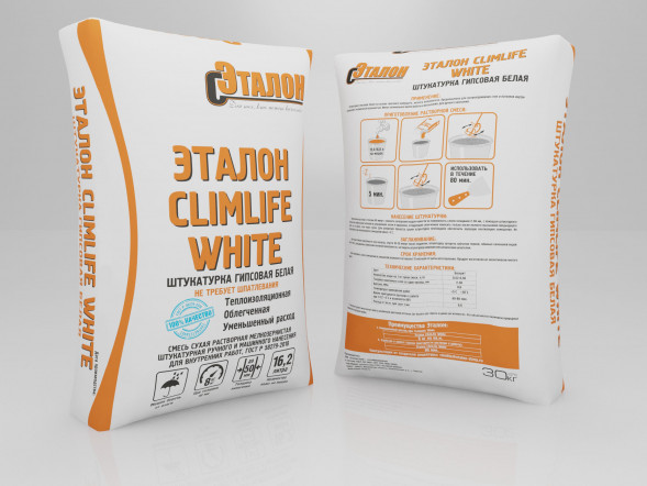 Штукатурка гипсовая белая ЭТАЛОН «CLIMLIFE WHITE», 30 кг