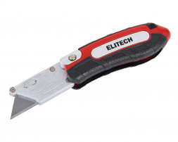 Нож строительный складной трапециевидное лезвие, 3 лезвия в комплекте, цинк и TPR покрытие, сталь SK5 Elitech 410501