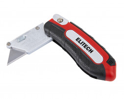 Нож строительный складной трапециевидное лезвие, 3 лезвия в комплекте, цинк и TPR покрытие, сталь SK5 Elitech 410501