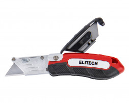 Нож строительный складной трапециевидное лезвие, 3 лезвия в комплекте, цинк и TPR покрытие, сталь SK5 Elitech 410501