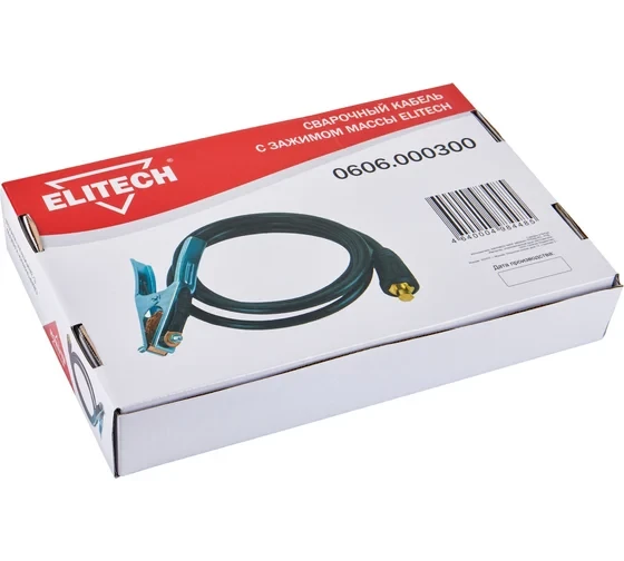 Кабель сварочный Elitech 0606.000300 (3 м; DX25; 16 кв мм; зажим на массу) 