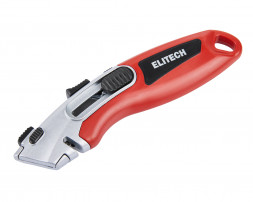 Нож строительный трапециевидное лезвие, фиксация лезвия в 2 положениях, цинк и TPR покрытие Elitech 410601