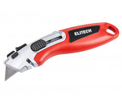 Нож строительный трапециевидное лезвие, фиксация лезвия в 2 положениях, цинк и TPR покрытие Elitech 410601