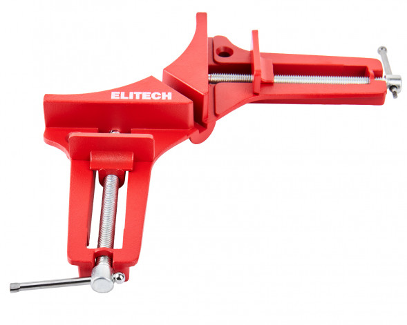 Струбцина угловая Elitech 511101, 90 глубина зажима 75 мм, алюминиевая, 50 кг 