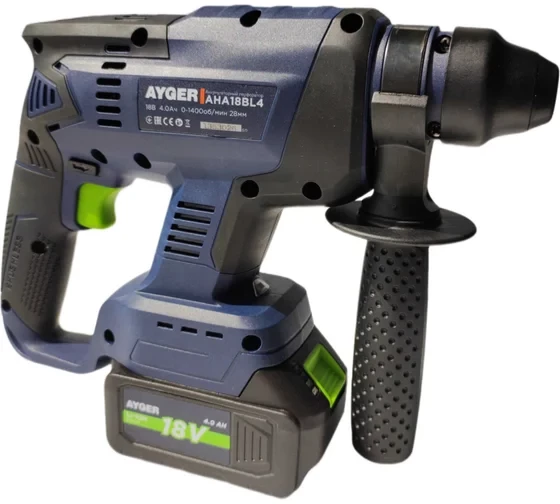 Перфоратор аккумуляторный бесщеточный AYGER AHA18BL4 с одним аккумулятором 4Ah 