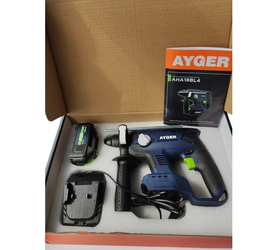 Перфоратор аккумуляторный бесщеточный AYGER AHA18BL4 с одним аккумулятором 4Ah 