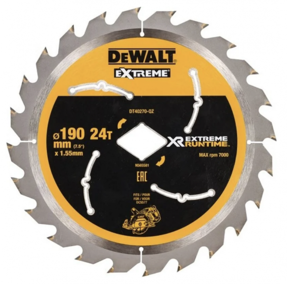 Пильный диск DEWALT XR EXTREME RUNTIME DT40270, 190x30мм, 24T (DT40270-QZ)