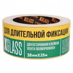 Лента двусторонняя клейкая Xglass на полипропиленовой основе, 38 мм 25 м
