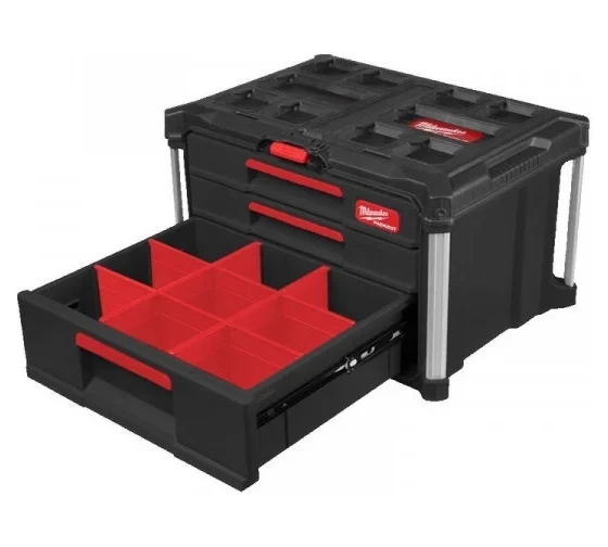 Ящик Milwaukee PACKOUT с 2+1 выдвижными отсеками 