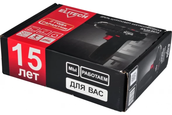  Дрель-шуруповерт аккумуляторная Elitech ДА 10.8БЛ2 E2201.037.01