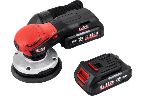 Шлифмашина эксцентриковая аккумуляторная Elitech HD COS 2012SL (20В, 2х2Ач, 125мм, BL) 