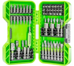 Набор бит, торцевых головок и адаптеров в кейсе GreenWorks 2944407, 70 шт