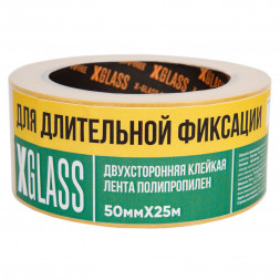 Лента двусторонняя клейкая Xglass на полипропиленовой основе, 50 мм 25 м