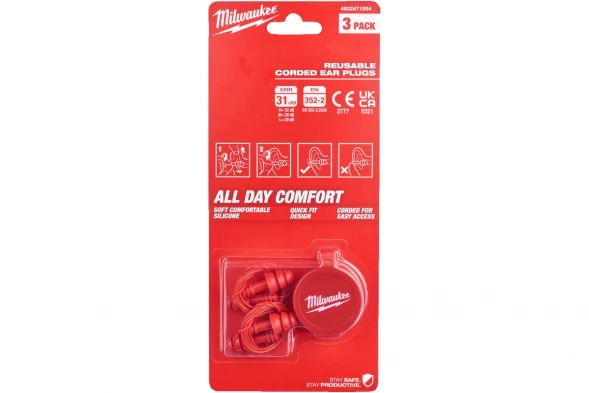 Многоразовые беруши на шнурке Milwaukee 3 пары 