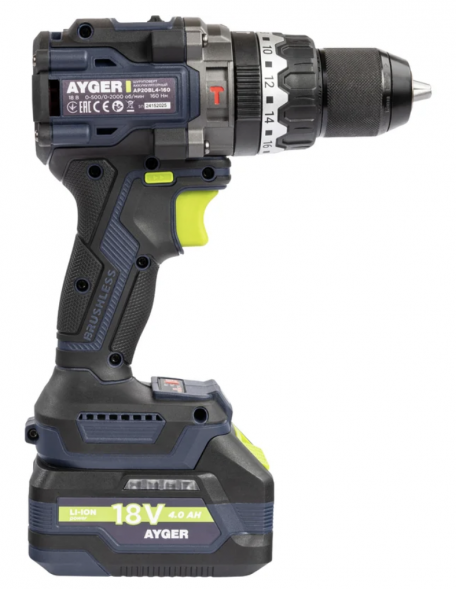  Бесщеточный ударный шуруповерт аккумуляторный AYGER AP20BL4-160