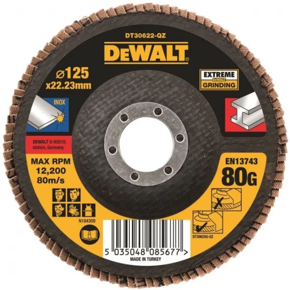 Диск лепестковый DEWALT DT30622 125мм х 22.2мм, 80G 
