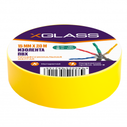 Изолента ПВХ Xglass желтая 15 мм 20 м