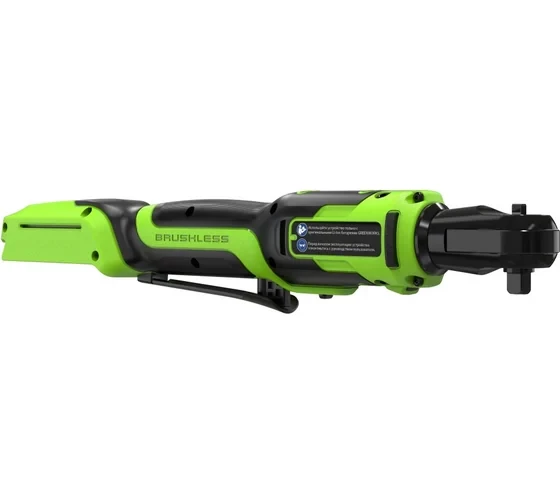 Гайковерт-трещотка аккумуляторный GreenWorks GD24RW, 24В, б/щет, 0-250 об/мин, 1/2DR, 80Нм, 70 мм, без АКБ и ЗУ, сумка 3804007