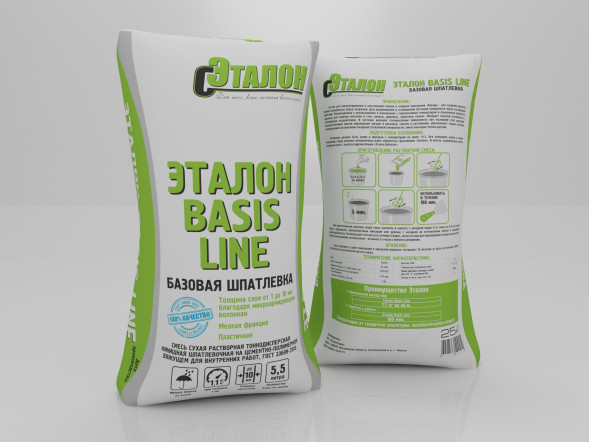 Шпатлевка базовая цементная ЭТАЛОН «BASIS LINE», 25 кг