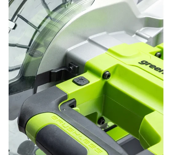 Торцовочная пила аккумуляторная GreenWorks GD24MS216, 24В, б/щет., 4800 об/мин, 216x30 мм, рез 65х310 мм, с 1хАКБ 4Ач и ЗУ 