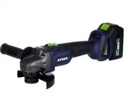 Машина углошлифовальная аккумуляторная AYGER AG18BL4 бесщеточная, с двумя аккумуляторами 4Ah