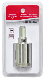 Коронка алмазная в сборе по керамограниту 30 мм Elitech 1820.081400