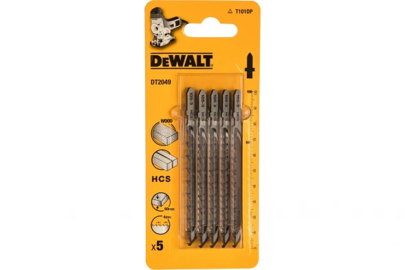 Пилки для лобзика по дереву 5 шт. (100/68 мм; 4 мм; HCS) DEWALT DT2049 (DT2049-QZ)
