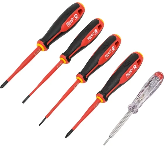 Набор трехгранных отверток Milwaukee VDE PZ/SL + тестер напряжения - 5 ед. 