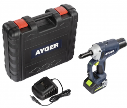 Заклёпочник аккумуляторный AYGER AP100 с одним аккумулятором 4Ah 