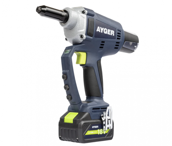 Заклёпочник аккумуляторный AYGER AP100 с одним аккумулятором 4Ah 